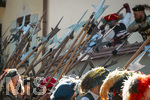 04.07.2026,  Frundsbergfest Mindelheim 2026, Historisches-Fest im Unterallgäu mit tausenden Mitwirkenden. Die Kreisstadt Mindelheim kehrt für eine Woche ins Mittelalter zurück und feiert ihre historische Geschichte.  Schauspiel MEHR SOLD MUSS HER am Stadtgraben, Landknechte stürmen die Mauern der Stadt. 