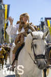 04.07.2026,  Frundsbergfest Mindelheim 2026, Historisches-Fest im Unterallgäu mit tausenden Mitwirkenden. Die Kreisstadt Mindelheim kehrt für eine Woche ins Mittelalter zurück und feiert ihre historische Geschichte. Einzug der Bauern zum Bauernmarkt. Hier das Ehepaar Frundsberg, 