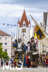 05.07.2026,  Frundsbergfest Mindelheim 2026, Historisches-Fest im Unterallgäu mit tausenden Mitwirkenden. Die Kreisstadt Mindelheim kehrt für eine Woche ins Mittelalter zurück um ihre historische Geschichte zu feiern. Historischer Festzug am Sonntag 5.7.2026 durch die Maximilianstrasse,  