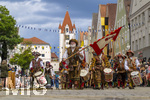 05.07.2026,  Frundsbergfest Mindelheim 2026, Historisches-Fest im Unterallgäu mit tausenden Mitwirkenden. Die Kreisstadt Mindelheim kehrt für eine Woche ins Mittelalter zurück um ihre historische Geschichte zu feiern. Historischer Festzug am Sonntag 5.7.2026 durch die Maximilianstrasse,  