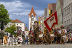 05.07.2026,  Frundsbergfest Mindelheim 2026, Historisches-Fest im Unterallgäu mit tausenden Mitwirkenden. Die Kreisstadt Mindelheim kehrt für eine Woche ins Mittelalter zurück um ihre historische Geschichte zu feiern. Historischer Festzug am Sonntag 5.7.2026 durch die Maximilianstrasse,  