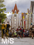 05.07.2026,  Frundsbergfest Mindelheim 2026, Historisches-Fest im Unterallgäu mit tausenden Mitwirkenden. Die Kreisstadt Mindelheim kehrt für eine Woche ins Mittelalter zurück um ihre historische Geschichte zu feiern. Historischer Festzug am Sonntag 5.7.2026 durch die Maximilianstrasse,  