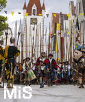 05.07.2026,  Frundsbergfest Mindelheim 2026, Historisches-Fest im Unterallgäu mit tausenden Mitwirkenden. Die Kreisstadt Mindelheim kehrt für eine Woche ins Mittelalter zurück um ihre historische Geschichte zu feiern. Historischer Festzug am Sonntag 5.7.2026 durch die Maximilianstrasse,  