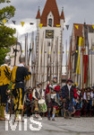 05.07.2026,  Frundsbergfest Mindelheim 2026, Historisches-Fest im Unterallgäu mit tausenden Mitwirkenden. Die Kreisstadt Mindelheim kehrt für eine Woche ins Mittelalter zurück um ihre historische Geschichte zu feiern. Historischer Festzug am Sonntag 5.7.2026 durch die Maximilianstrasse,  