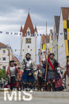 05.07.2026,  Frundsbergfest Mindelheim 2026, Historisches-Fest im Unterallgäu mit tausenden Mitwirkenden. Die Kreisstadt Mindelheim kehrt für eine Woche ins Mittelalter zurück um ihre historische Geschichte zu feiern. Historischer Festzug am Sonntag 5.7.2026 durch die Maximilianstrasse,  