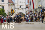 05.07.2026,  Frundsbergfest Mindelheim 2026, Historisches-Fest im Unterallgäu mit tausenden Mitwirkenden. Die Kreisstadt Mindelheim kehrt für eine Woche ins Mittelalter zurück um ihre historische Geschichte zu feiern. Historischer Festzug am Sonntag 5.7.2026 durch die Maximilianstrasse,  