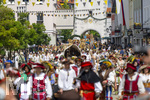05.07.2026,  Frundsbergfest Mindelheim 2026, Historisches-Fest im Unterallgäu mit tausenden Mitwirkenden. Die Kreisstadt Mindelheim kehrt für eine Woche ins Mittelalter zurück um ihre historische Geschichte zu feiern. Historischer Festzug am Sonntag 5.7.2026 durch die Maximilianstrasse,  