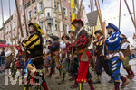 05.07.2026,  Frundsbergfest Mindelheim 2026, Historisches-Fest im Unterallgäu mit tausenden Mitwirkenden. Die Kreisstadt Mindelheim kehrt für eine Woche ins Mittelalter zurück um ihre historische Geschichte zu feiern. Historischer Festzug am Sonntag 5.7.2026 durch die Maximilianstrasse,  