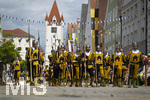 05.07.2026,  Frundsbergfest Mindelheim 2026, Historisches-Fest im Unterallgäu mit tausenden Mitwirkenden. Die Kreisstadt Mindelheim kehrt für eine Woche ins Mittelalter zurück um ihre historische Geschichte zu feiern. Historischer Festzug am Sonntag 5.7.2026 durch die Maximilianstrasse,  