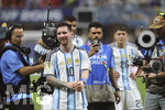 07.07.2026, Fussball Weltmeisterschaft 2026 in den USA, Achtelfinale, Argentinien - Ägypten, im Mercedes-Benz Stadium (Atlanta, GA), Lionel Messi (Argentinien) Schlussjubel 


