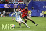 07.07.2026, Fussball Weltmeisterschaft 2026 in den USA, Achtelfinale, Argentinien - Ägypten, im Mercedes-Benz Stadium (Atlanta, GA),  Lionel Messi (li, Argentinien) am Ball gegen Mohanad Lasheen (Ägypten)
 

