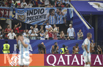 07.07.2026, Fussball Weltmeisterschaft 2026 in den USA, Achtelfinale, Argentinien - Ägypten, im Mercedes-Benz Stadium (Atlanta, GA),  Fanplakat der Argentinischen Fans mit Darstellung von Diego Maradonna und Lionel Messi


