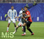 07.07.2026, Fussball Weltmeisterschaft 2026 in den USA, Achtelfinale, Argentinien - Ägypten, im Mercedes-Benz Stadium (Atlanta, GA),  Lionel Messi (li, Argentinien) am Ball gegen Hamdy Fathy (Ägypten)


