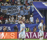 07.07.2026, Fussball Weltmeisterschaft 2026 in den USA, Achtelfinale, Argentinien - Ägypten, im Mercedes-Benz Stadium (Atlanta, GA),  Fanplakat der Argentinischen Fans mit Darstellung von Diego Maradonna und Lionel Messi


