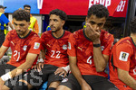 07.07.2026, Fussball Weltmeisterschaft 2026 in den USA, Achtelfinale, Argentinien - Ägypten, im Mercedes-Benz Stadium (Atlanta, GA), v.li: Mahmoud Saber, Omar Marmoush, Hossam Abdelmaguid (alle Ägypten)



