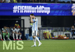 07.07.2026, Fussball Weltmeisterschaft 2026 in den USA, Achtelfinale, Argentinien - Ägypten, im Mercedes-Benz Stadium (Atlanta, GA), Lionel Messi (Argentinien) nachdenklich 


