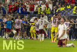 14.07.2026, Fussball Weltmeisterschaft 2026 in den USA, Halbfinale, Frankreich - Spanien, im AT&T Stadium (Dallas (Arlington)), Schlusspfiff, Jubel bei den Spaniern vor Freude. Alvaro Morata (Spanien)  



