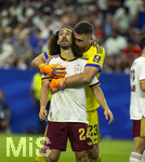 14.07.2026, Fussball Weltmeisterschaft 2026 in den USA, Halbfinale, Frankreich - Spanien, im AT&T Stadium (Dallas (Arlington)), Jubel, v.li: Marc Cucurella (Spanien), Torwart Simon Unai (Spanien) 


