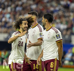 14.07.2026, Fussball Weltmeisterschaft 2026 in den USA, Halbfinale, Frankreich - Spanien, im AT&T Stadium (Dallas (Arlington)),  v.li: Marc Cucurella (Spanien), Aymeric Laporte (Spanien), Mikel Merino (Spanien) 



