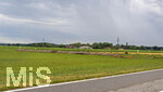 15.07.2026, Bad Wörishofen, Unterallgäu, Schäden nach dem heftigen Gewittersturm mit Hagel am vergangenen Abend über der Stadt Bad Wörishofen im Unterallgäu (Bayern). Im Ortsteil Stockheim wurde der Sichtschutzzaun an einer Kreuzung umgeweht.