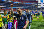 15.07.2026, Fussball Weltmeisterschaft 2026 in den USA, Halbfinale, England - Argentinien, im Mercedes-Benz Stadium (Atlanta, GA),  Lionel Messi (Argentinien) Schlussjubel nach dem 2:1 Sieg 
 


