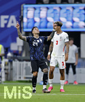 15.07.2026, Fussball Weltmeisterschaft 2026 in den USA, Halbfinale, England - Argentinien, im Mercedes-Benz Stadium (Atlanta, GA),  Torjubel Enzo Fernandez (ARG), Nico Oreilly (England) nachdenklich dahinter  

