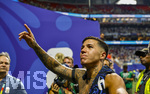 15.07.2026, Fussball Weltmeisterschaft 2026 in den USA, Halbfinale, England - Argentinien, im Mercedes-Benz Stadium (Atlanta, GA),  ENZO FERNANDEZ (ARG) nach dem Spiel glücklich.
 

