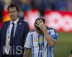 19.07.2026, Fussball Weltmeisterschaft 2026 in den USA, Finale, Spanien - Argentinien, im MetLife Stadium (New York/New Jersey (East Rutherford)), Spanien ist Fussball Weltmeister 2026, Die Argentinier sind nur zweiter Sieger nach der 0:1 Niederlage, Lionel Messi (Argentinien) frustriert nach der Niederlage
 


