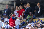 19.07.2026, Fussball Weltmeisterschaft 2026 in den USA, Finale, Spanien - Argentinien, im MetLife Stadium (New York/New Jersey (East Rutherford)), Ehrengäste  Spaniens König Felipe VI mit den Töchtern Kronprinzessin Leonor und Infantin Sofía. 

