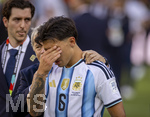 19.07.2026, Fussball Weltmeisterschaft 2026 in den USA, Finale, Spanien - Argentinien, im MetLife Stadium (New York/New Jersey (East Rutherford)), Spanien ist Fussball Weltmeister 2026, Die Argentinier sind nur zweiter Sieger nach der 0:1 Niederlage, Lisandro Martinez (Argentinien) frustriert nach der Niederlage
 

