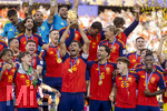 19.07.2026, Fussball Weltmeisterschaft 2026 in den USA, Finale, Spanien - Argentinien, im MetLife Stadium (New York/New Jersey (East Rutherford)), Spanien ist Fussball Weltmeister 2026, Siegerehrung, Rodri (Spanien) stemmt den Pokal in die Höhe, Lamine Yamal (Spanien), Fermin Lopez (Spanien) Fermin Lopez (Spanien), Nico Williams (Spanien) etc,

