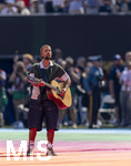19.07.2026, Fussball Weltmeisterschaft 2026 in den USA, Finale, Spanien - Argentinien, im MetLife Stadium (New York/New Jersey (East Rutherford)), Halbzeitshow: Sänger Justin Bieber mit seiner Gitarre
 

