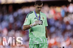 19.07.2026, Fussball Weltmeisterschaft 2026 in den USA, Finale, Spanien - Argentinien, im MetLife Stadium (New York/New Jersey (East Rutherford)), Spanien ist Fussball Weltmeister 2026, Die Argentinier siond zweiter Sieger, Torwart Emiliano Martinez (Argentinien) frustriert mit der Silbermedaille um den Hals

