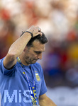 19.07.2026, Fussball Weltmeisterschaft 2026 in den USA, Finale, Spanien - Argentinien, im MetLife Stadium (New York/New Jersey (East Rutherford)), Spanien ist Fussball-Weltmeister 2026, Trainer Lionel Scaloni (Argentinien) nachdenklich mit der Silbermedaille bei der Siegerehrung.

