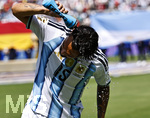 19.07.2026, Fussball Weltmeisterschaft 2026 in den USA, Finale, Spanien - Argentinien, im MetLife Stadium (New York/New Jersey (East Rutherford)), Nico Gonzalez (Argentinien) duscht sich seinen Kopf mit Wasser ab.
 

