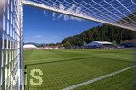 27.07.2026, Fussball Bundesliga 2026/2027, Trainingslager FC Bayern München in Rottach-Egern am Tegernsee (Bayern). Blick durchs Tor mit Tornetz vor dem Training.