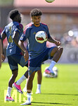28.07.2026, Fussball Bundesliga 2026/2027, Trainingslager FC Bayern München in Rottach-Egern am Tegernsee (Bayern). Nathaniel Brown (FC Bayern München) am Ball.