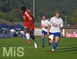 30.07.2026, Fussball Bundesliga 2026/2027, Trainingslager FC Bayern München in Rottach-Egern am Tegernsee (Bayern). Testspiel FC Rottach Egern - FC Bayern München,     Bastian Assomo (FC Bayern München) gegen Leo Wiefarn (FC Rottach-Egern)