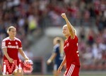 09.08.2026, Google Pixel Frauen-Bundesliga: Testspiel FC Bayern Frauen - Paris FC, im Sportpark Unterhaching, Pernille Harder (FC Bayern München) Torjubel 