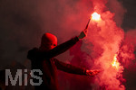12.08.2026, Fussball UEFA-Supercup 2026: Finale in Salzburg (Österreich), Paris St. Germain - Aston Villa, in der Red Bull Arena (Wals bei Salzburg). Pyros aus dem Block der Paris-Fans