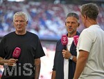 15.08.2026, Fussball Bundesliga 2026/2027, Testspiel Telecom-Cup, FC Bayern München - RB Leipzig, in der Allianz-Arena München, v.l. Stefan Effenberg (Deutschland) und Trainer Martin Demichelis (RB Leipzig) beim Interview