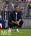 15.08.2026, Fussball Bundesliga 2026/2027, Testspiel Telecom-Cup, FC Bayern München - RB Leipzig, in der Allianz-Arena München, Trainer Martin Demichelis (RB Leipzig) nachdenklich.