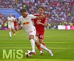 15.08.2026, Fussball Bundesliga 2026/2027, Testspiel Telecom-Cup, FC Bayern München - RB Leipzig, in der Allianz-Arena München, v.l. Max Finkgräfe (RB Leipzig) gegen Tim Binder (Bayern München) 
