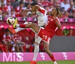 15.08.2026, Fussball Bundesliga 2026/2027, Testspiel Telecom-Cup, FC Bayern München - RB Leipzig, in der Allianz-Arena München, Ayodele Thomas (RB Leipzig) gegen Sacha Boey (FC Bayern München) 