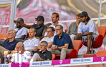 15.08.2026, Fussball Bundesliga 2026/2027, Testspiel Telecom-Cup, FC Bayern München - RB Leipzig, in der Allianz-Arena München, VIP-Tribüne mit den WM-Rückkehrern in der oberen Reihe, von links:  Dayot Upamecano (FC Bayern München), Michael Olise (FC Bayern München), Harry Kane (FC Bayern München), Joao Palhinha (FC Bayern München), Serge Gnabry (FC Bayern München), mittlere Reihe: Rouven Kasper (VORSTAND MARKETING UND VERTRIEB, FC Bayern), Sportvorstand Max Eberl (Bayern München), Vorstandsvorsitzender Jan-Christian Dreesen (FC Bayern München), Präsident Herbert Hainer (FC Bayern), 