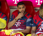 15.08.2026, Fussball Bundesliga 2026/2027, Testspiel Telecom-Cup, FC Bayern München - RB Leipzig, in der Allianz-Arena München, Ismael Saibari (FC Bayern München) auf der Bank, 