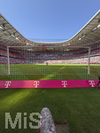 15.08.2026, Fussball Bundesliga 2026/2027, Testspiel Telecom-Cup, FC Bayern München - RB Leipzig, in der Allianz-Arena München, Blick auf das Tor vor dem Spiel.