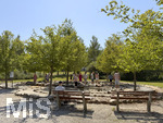 16.08.2026,  Kurpark in Bad Wörishofen (Bayern), der Barfusspfad im Kurpark der Kneippstadt im Unterallgäu zieht Besucher aus Nah und Fern an, Ein Barfußpfad regt die Durchblutung an, stärkt die Fußmuskulatur und massiert die Fußreflexzonen. Durch das Gehen auf unterschiedlichen Materialien wie Rindenmulch, Steinen oder Holz wird die Sensorik geschult, die Haltung verbessert und der Körper auf natürliche Weise entspannt. Muskeln und Gelenke: Kräftigt das Fußgewölbe sowie Sehnen und Bänder im Fuß, Hilft beim Stressabbau und sorgt für ein geerdetes, ausgeglichenes Körpergefühl.