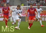 18.08.2026, Fussball Bundesliga 2026/2027, Testspiel, 1.FC Heidenheim - FC Bayern München, in der Voith-Arena Heidenheim,  v.l. Tim Binder (Bayern München) gegen Luca Kerber (1. FC Heidenheim 1846) 