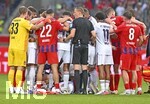 18.08.2026, Fussball Bundesliga 2026/2027, Testspiel, 1.FC Heidenheim - FC Bayern München, in der Voith-Arena Heidenheim, Jamal Musiala (Bayern München) am Boden